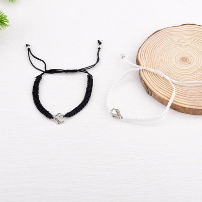 Pet Memorial Gifts for Loss of Dog Cat Paw Print Bracelets for Women Men Pet Sympathy Gift Remembrance Bereavement Gifts Idea - color: Black & White