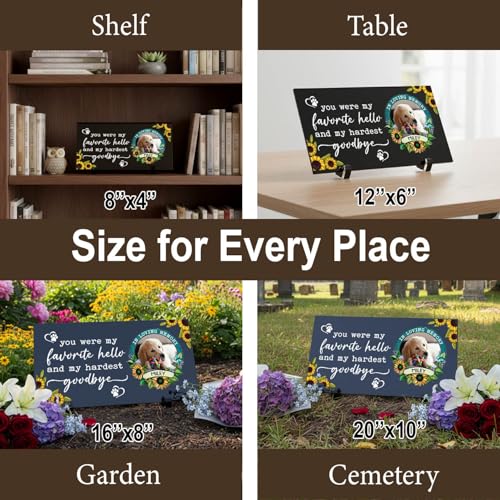 Personalized Pet Memorial Stone with Picture, Sunflower Design | Custom Granite Dog Tombstone Garden Plaque, Loss of Dog Cat Bereavement Sympathy Gift, 1cm Thick Weatherproof Grave Marker - color: 010