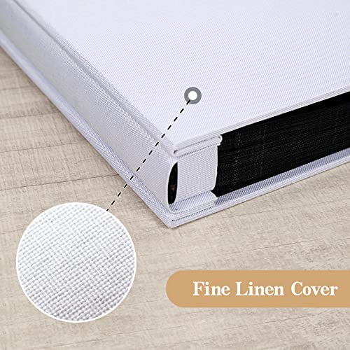 potricher Linen Photo Album for 4x6 Inch Photos, 300 Pockets, White | Linen Cover, Small Capacity 4x6 Picture Albums with Horizontal Pockets, 4x6 Photo Book for Family, Wedding, Baby, Anniversary - color: White