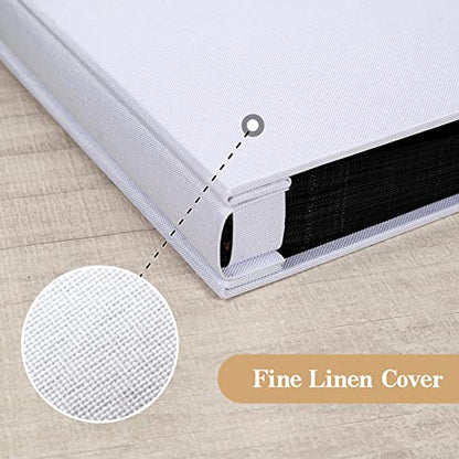 potricher Linen Photo Album for 4x6 Inch Photos, 300 Pockets, White | Linen Cover, Small Capacity 4x6 Picture Albums with Horizontal Pockets, 4x6 Photo Book for Family, Wedding, Baby, Anniversary - color: White