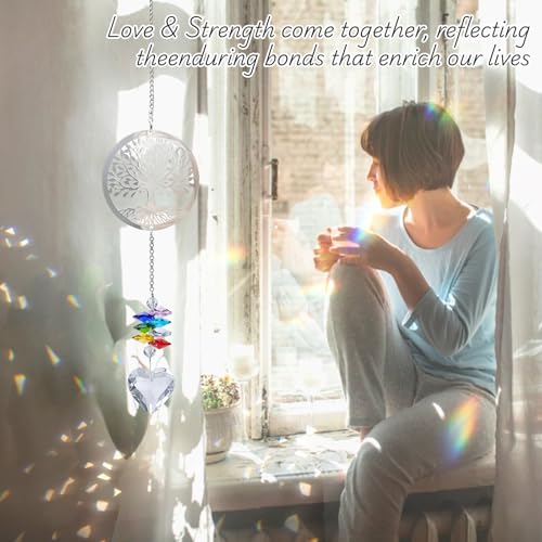 Memorial Gifts for Loss of Loved One, Unique Sympathy Gift Idea Crystal Ball Suncatcher, Rainbow Bereavement Grief Gift Box for Loss of Mom Dad Husband Son Daughter Dog,Tree of Life