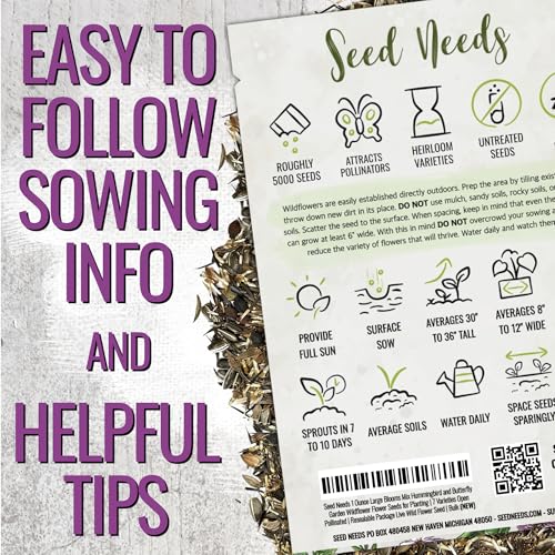 Seed Needs Wildflower Seeds Large Blooms Mix 5 Bulk Packs (1 Ounce Each) - size: 5 Packs, style: Large Blooms Mix