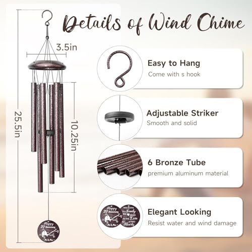 Anniversary Wind Chimes Gifts for Men Women, Happy Anniversary Decorations, 25" Wind Chimes Romantic Gift for Couple, Parents, Wife, Husband, Friends (25th - size: 25th Anniversary Gift