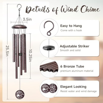 Anniversary Wind Chimes Gifts for Men Women, Happy Anniversary Decorations, 25" Wind Chimes Romantic Gift for Couple, Parents, Wife, Husband, Friends (25th - size: 25th Anniversary Gift