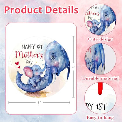 D4DREAM Happy First Mothers Day Elephant Ornament Gifts for New Mom Cute Elephant 1st Mother to Be Gifts for First Time New Mother to Be Expecting Mom from Baby - color: 2-4 Mothers Day
