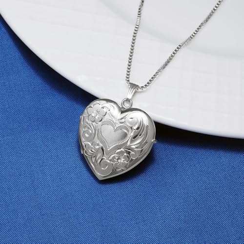 PicturesOnGold.com Sterling Silver Heart Four Photo Locket - 1-1/4 Inch X 1-1/4 Inch Solid Sterling Silver with Engraving
