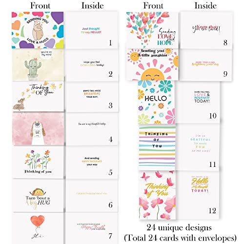 Thinking of You Cards with Envelopes - 24 Thinking of You Greeting Cards with Unique Designs and Inspiring Words - The Perfect Encouragement Cards to Send to a Close Friend, Relative or Loved One (24) - color: Huge Variety