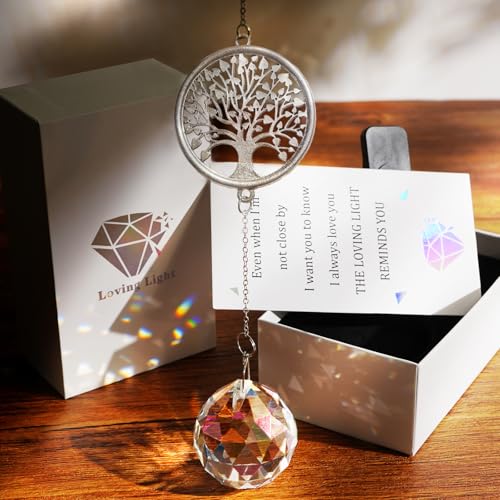 Sympathy Gifts for Loss of Loved One, Memorial Grief Gift Idea for Loss of Women Mom Dad, Condolences Bereavement Gift Crystal Ball Suncatcher in Memory of Grandma Son Daughter Friend Dog,Tree of Life