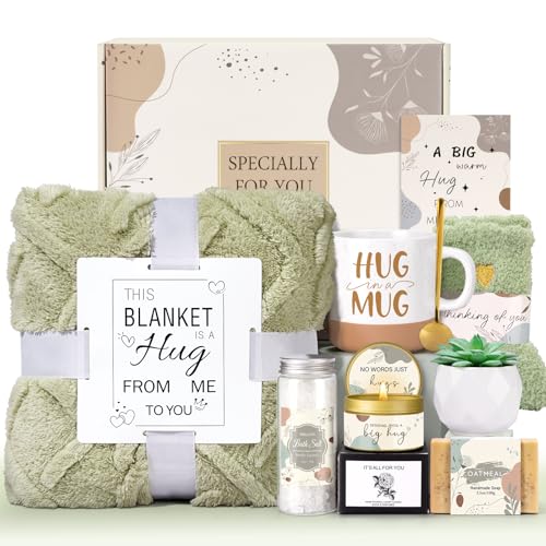 Get Well Soon Gift Baskets for Women, Care Package for Women After Surgery Recovery Gifts, Birthday Gifts, Thinking of You Cancer Care Gift for Sick Friends, Feel Better Encouragement Box - color: Sage Green
