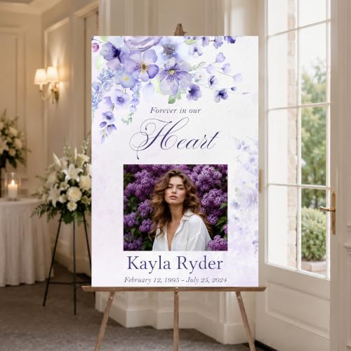 Greenery Funeral Welcome Sign, Celebration of Life on Foam Board, In Loving Memory Sign, Large Funeral Sign, Memorial Sign, Funeral Decor, Printable Funeral Sign - color: #Version 23