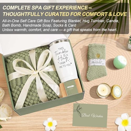 Uwingess Get Well Soon Gift Baskets for Women Self Care Gifts, Spa Care Package After Surgery Inspirational Thinking of You Sympathy Gifts,Christmas Birthday Gift for Women Friends Mom Sister Grandma - color: Green
