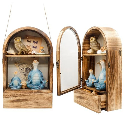 10 x16 Shadow Box Frame, Sturdy Rustic Memory Display Case with Linen Back and Drawer, Picture Frame Wedding Bouquet Memorabilia Medals Photos - size: 10*16 Inch