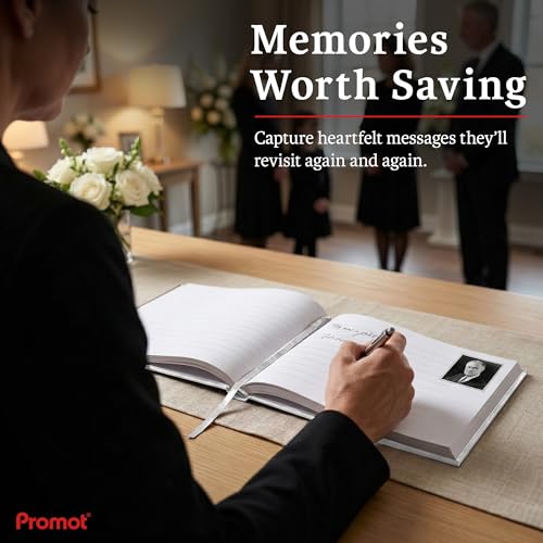 Promot Funeral Guestbook - Guestbook for Funeral Celebration (White) - color: White