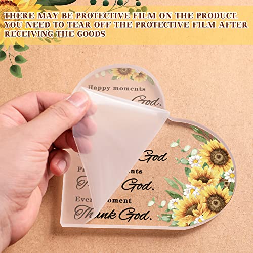 Christmas Bible Verses Decor Christian Gift for Woman Inspirational Quotes Prayer Room Happy Moment Praise God Acrylic Hearts Home Office Table Shelf (Sunflower), As Pictures Shown - style: Sunflower