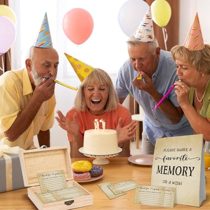 75th Birthday Party Share a Memory Set, 1951 Birthday Gifts for Women Men, 1951 Wooden Share A Memory Box with Memory Sign and 50 Pcs Memory Cards, 1951 Birthday Gifts, 75th Birthday Party Decorations - style: 75-1951