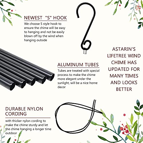 Astarin's Tree of Life Wind Chimes 36in Outdoor Garden Gift for Grandma Mom - color: Black