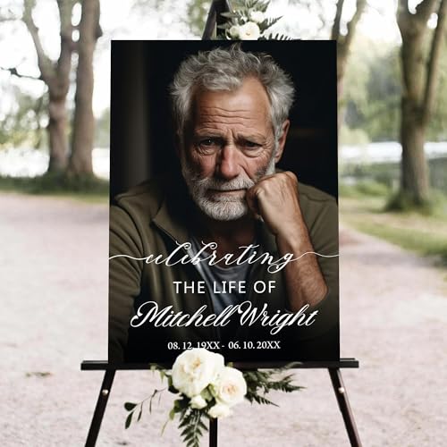 Personalized Elegant Celebration Of Life Welcome Sign, Memorial Picture Board, Celebration Of Life Decoration Yard Sign, Celebration Of Life Photo Displays, Memory Board For Pictures, Simple #4 - color: Version4