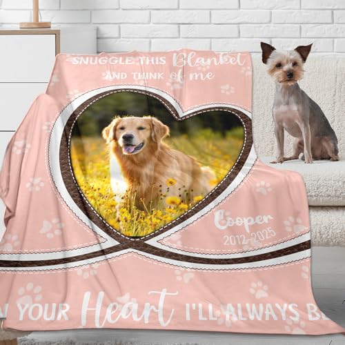 Pet Memorial Gifts Personalized Dog Blanket with Photo Name | Dog Memorial Gifts for Loss of Dogs, Customized Pet Memory Blanket, Sympathy Gifts for Loss of Dogs Cat, Remembrance Gifts