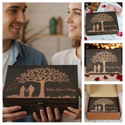 Anniversary & Wedding Gift for Couples, Engraved Our Love Story Memory Box - size: Medium, style: Wedding