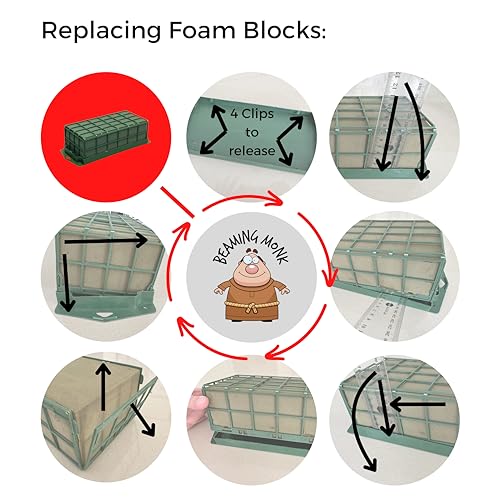 Beaming Monk Floral Foam Cage – 2-Pack Foam Brick Holders for Artificial Flower Arrangements – Includes Zip Ties – Secure Floral Design Base for DIY & Event Decor