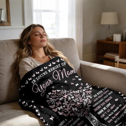 Memorial Gifts for Loss of Mom, Bereavement Gifts Blanket 60"x50", Loss of a Mother Sympathy Gifts, Mom Memorial Gift, Condolences Gift, In Memory of Loved One Gifts, Remembrance Gift for Loss