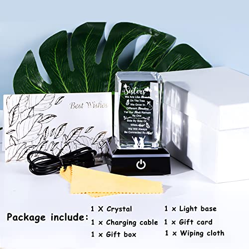 Movdyka Sister Gifts for Sisters Funny, 3D Layser Engraved Sisters with Base, Best Unique Birthday Christmas Wedding Graduation Sister Gifts Ideas from Sisters Brother for Soul Big Little Sister - style: Sister Gifts