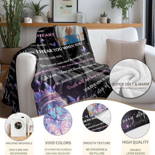 Arovene Ship Next Day, Custom Memorial Blanket with Photo - Printed in USA, A Hug from Heaven Blanket, Personalized Sympathy Gifts for Loss of Loved One Dad Mom Husband Wife Friend Dog Memorial Gifts - color: Style 05