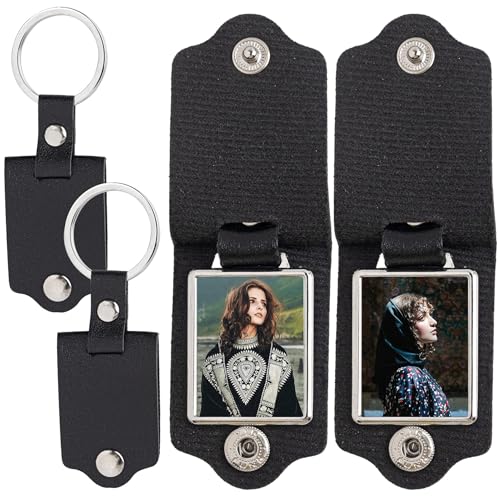 Framendino, Custom Picture Keychain with Leather Protection Photo Key Chains Personalized Photo for Family Lover Gifts - color: Black
