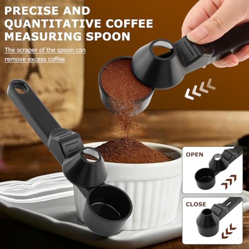 Coffee Scoop Funnel, 2 Tbsp Coffee Scoop for Ground Coffee & Powder | 2-in-1 coffee scoop and funnel with leveler for reusable coffee pods, protein powder, tea, jars, and narrow containers