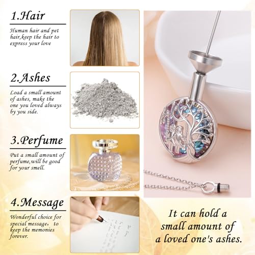 DAOCHONG Tree of Life Sister Urn Necklace for Ashes Women Memorial Jewelry | Sterling Silver Cremation Pendant | Human Ashes Keepsake | Sympathy Gift for Loss of Sister Loved Ones