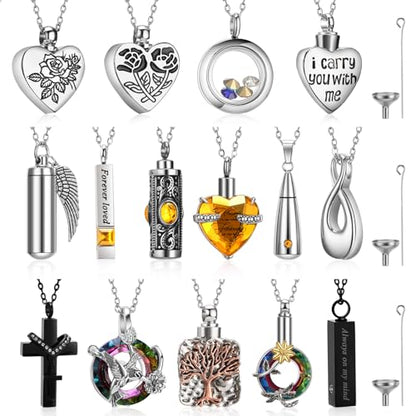 Ecation 15 Pcs Urn Necklace for Ashes Women Cremation Jewelry - color: Yellow