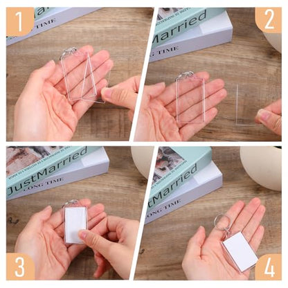 150 Pack Clear Acrylic Photo Picture Keychain Blank Photo Insert Keyring DIY Personalize Favor