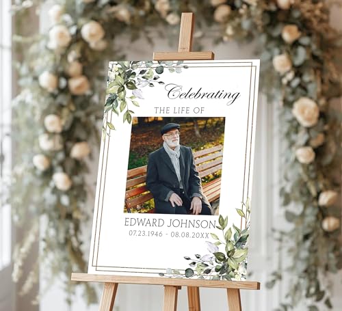 Custom Funeral Welcome Sign with Photo, Memorial Yard Sign, Celebration of Life Welcome Board, Personalized Remembrance Sign for Funeral Service - CCTC13 - color: Background #13