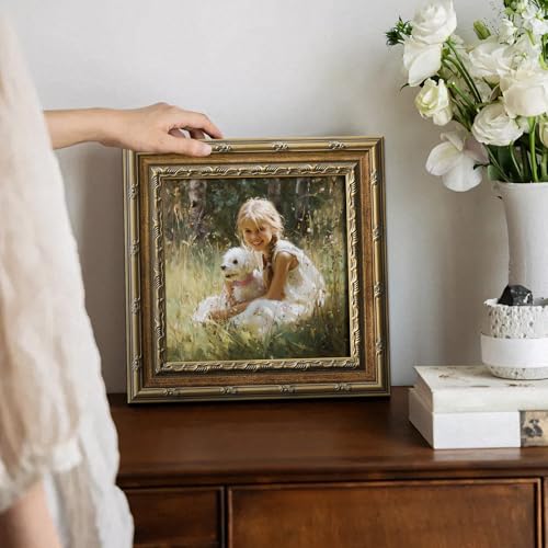 Antique Picture Frames 8x8 with Stand for Drawings Prints,Gold - color: Gold, size: 8x8"