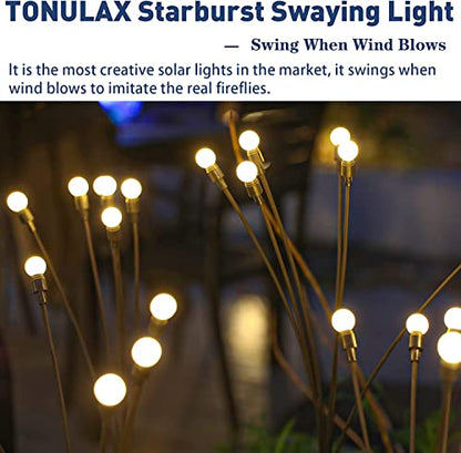 TONULAX Solar Garden Lights - Upgraded Solar Swaying Light, Sway by Wind, Outdoor Lights, Yard Patio Pathway Decoration, High Flexibility Iron Wire & Heavy Bulb Base, Warm White (4 Pack) - size: 4 Pack