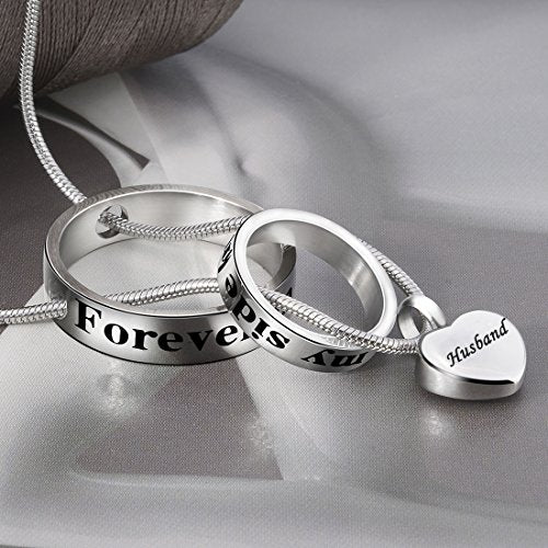 Cremation Jewelry No Longer By My Side, Forever In My Heart Carved Locket Memorial Necklace Keepsake Urn Pendant - color: Husband