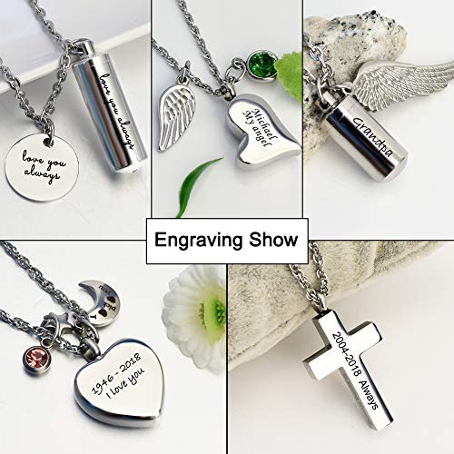 Dletay Fish Cremation Jewelry for Ashes Memorial Ashes Keepsake Necklace Urn Necklace Pendant - color: Silver-engraving