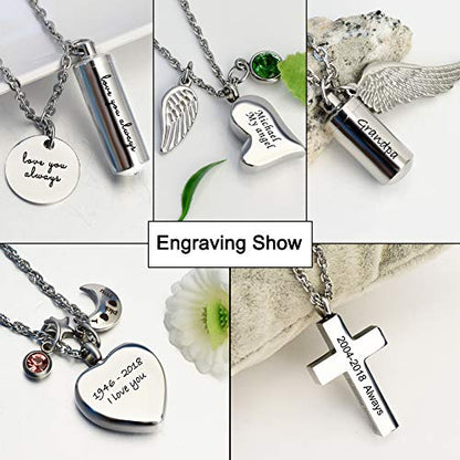 Dletay Fish Cremation Jewelry for Ashes Memorial Ashes Keepsake Necklace Urn Necklace Pendant - color: Silver-engraving