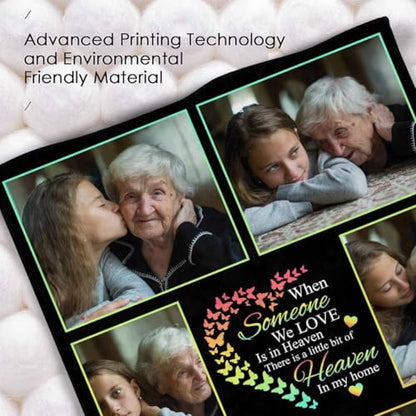 Custom Memorial Blanket Gifts When Someone We Love is in Heaven There's a Little Bit of Heaven in My Home Personalized Photo Collage Blankets with Name Loss Sympathy Blanket for Loss of Dad Mom - color: No.1