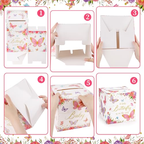 Hxezoc Butterfly Card Box Favors Post Box Cardboard Receiving Money Box Holder for Reception, Butterfly Birthday Party, Baby Showers, Anniversary, Baby Birthday Party Table Centerpiece Decorations - style: Butterfly