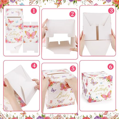 Hxezoc Butterfly Card Box Favors Post Box Cardboard Receiving Money Box Holder for Reception, Butterfly Birthday Party, Baby Showers, Anniversary, Baby Birthday Party Table Centerpiece Decorations - style: Butterfly