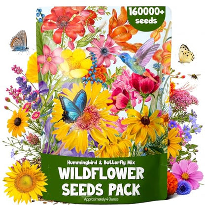160000+ Wildflower Seeds Bulk, 13 Varieties Perennial & Annual Mix, 4oz - color: wildflower