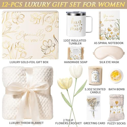 Birthday Gifts for Women Self Care Package Get Well Gift Baskets for Women | Get Well Soon Thinking of You Spa Sympathy Gift Basket, Christmas Inspirational Gift Set for Women Mom Her Friend Wife Sister - color: Beige