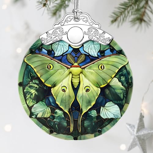 Luna Moth Ornament, Stained Glass Christmas Decorations, Christmas Ornaments for Tree, Holiday Ornament, Gifts for Moth Lovers, Holiday Party Gifts, Gift Ideas & Xmas Gift - color: Luna Moth