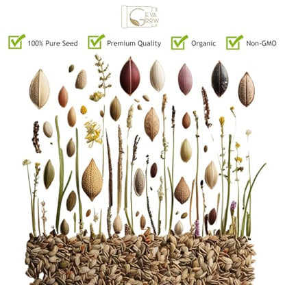 Perennial Wildflower Seeds – GevaGrow 1oz Packet Covers 100 Sq Ft | 20 Species of Non-GMO, Organic Flowers | High Germination, Pure Seed Mix for Outdoor Planting, Gardens, Pollinators & Bees - style: Premium Perennial Mix