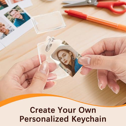 Clear Acrylic Photo Keychain Frames Double-Sided Picture Holders - size: 24 pack 1.57“ x 2.2”