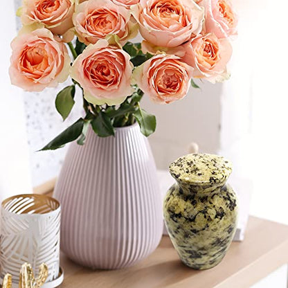Small Keepsake Urn for Human Ashes 3 Inch – Elegant Marble Finish – Mini Cremation Urn for Sharing – Aluminum Memorial with Secure Lid, Velvet Bag and Funnel Included - Yellow Marble Finish - color: 1 Caroline Summer