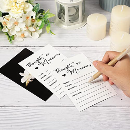 Fainne 50 Pcs Lily Share a Memory Cards with Celebration of Life Box Funeral Advice Cards Thank You Sympathy Holder Box Decor for Guest Funerals Memorial Service Farewell Remembrance Party Supplies - style: Lily