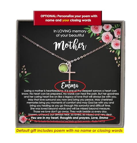 Be Wished Loss of a Mother Sympathy Gifts, Handmade Necklace with Meaningful Message, Ready to Give Jewelry - style: Cross Necklace