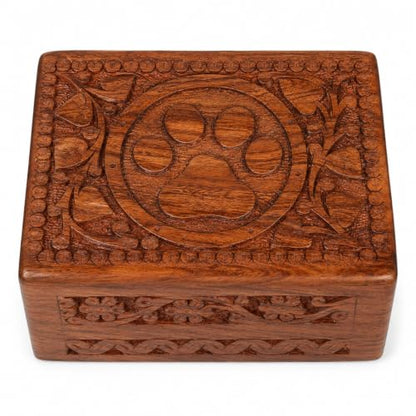 Wooden Pet Memorial Cremation Urns for Ashes Pet Urn Wood Keepsake Paw Box Urns for Cat Dogs Ashes | Cat Memorials